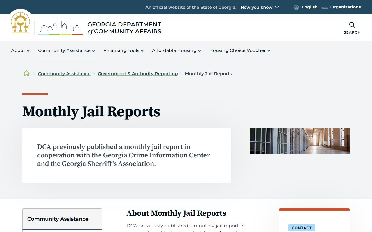 Gilmer County inmate population DCA jail report background