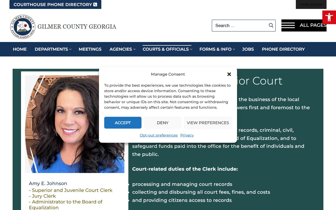 Gilmer County court records after arrest clerk page